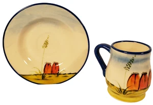 Yapacunchi Equidor Cup Saucer Mug Birds in Boater Hats Handpainted  A26 # - Picture 1 of 5