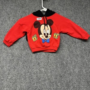 Vintage Disney Hoodie Toddler Size 18 Months Red Long Sleeve Mickey Mouse 90’s - Picture 1 of 15