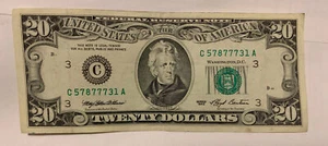 $20 Dollar Bill 1993 C3 District FRN S# C 57877731 A - Picture 1 of 4