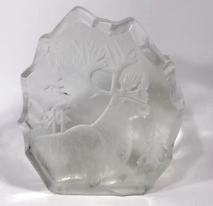 Elk In Wild Paperweight Handmade Romania Crystal 5 In Art Glass Sculpture S43 - Picture 1 of 11
