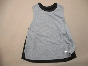 NIKE DRI-FIT Size XS Girls Gray Crew Neck Sleeveless Overlay Athletic Top 362 - Picture 1 of 5