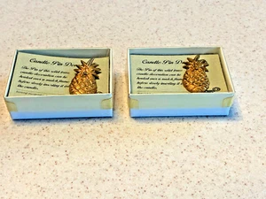 MESSING KERZENSTIFTE ANANAS EUROCRAFT FREDRICKSBURG, VA NEU 2ER SET IN BOXEN - Bild 1 von 4