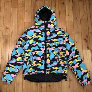 BAPE Reversible cotton candy camo hoodie down jacket multi camo APE Size S - Picture 1 of 10