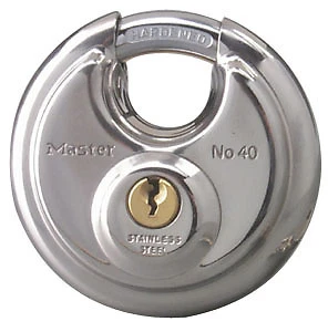 Master Lock 40DPF Round Padlock with Shielded Shackle, 2-3/4-inch, Stainless Steel