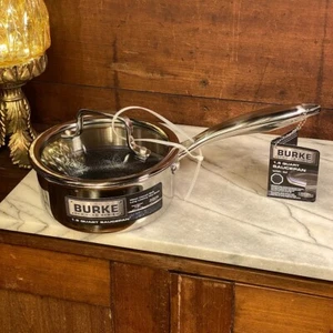 David Burke Geo Clad Series Stainless Steel 1.5 qt Saucepan Pot w/ Lid - Picture 1 of 17