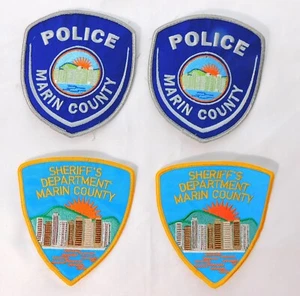 FOUR - MARIN COUNTY CITY & COUNTY POLICE DEPT. EMBROIDERED PATCHES - Picture 1 of 1