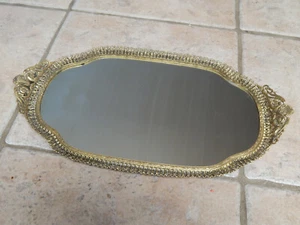 VINTAGE MID CENTURY ORMOLU FILIGRAN JUGENDSTIL VERSPIEGELTER WASCHTISCH, KOMMODE TABLETT - Bild 1 von 7