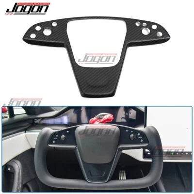 Yoke Steering Wheel Cover Trim For Tesla Model S Plaid 2021-23 2024 Matte Carbon - Image 1 of 4