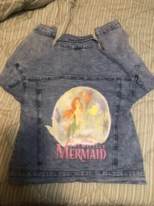Disney The Little Mermaid Girls' Xl Button Front Denim Jean Jacket w/ Patch - Picture 1 of 4