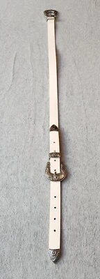 Cinturón para mujer EXPRESS de cuero blanco suroeste talla M hebilla plateada Foto 1 de 4