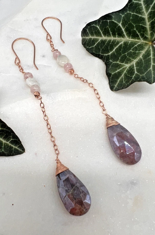 Pendientes colgantes Mystic Pastel Silverite Briolette - Latón chapado en oro rosa de 14K Foto 1 de 2