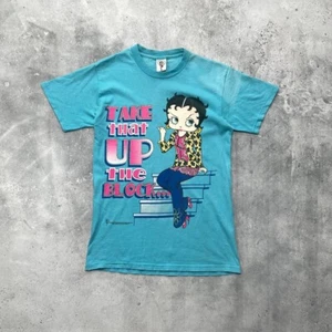 Vintage 2000 Betty Boop Take That Up The Block Cartoon T Shirt Blue Size S - Picture 1 of 20