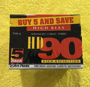 5 Sealed Radio Shack HD 90 Blank Cassette Tape Music Recording High Bias Type II - Picture 1 of 4
