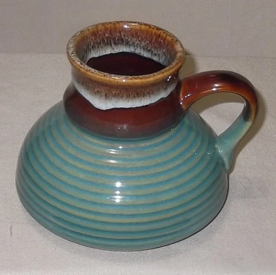 БЕЗ ПРОЛИВОВ Керамическая Дорожная Кружка Чашка Коричневая Капельная Глазурь Улей Ребристый 13 унций Винтаж - Изображение 1 из 4