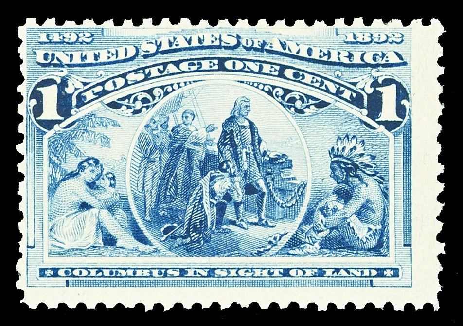 Scott 230 1893 1c Blue Columbian Issue Mint Fine OG NH Cat $32.50 - Image 1 of 1