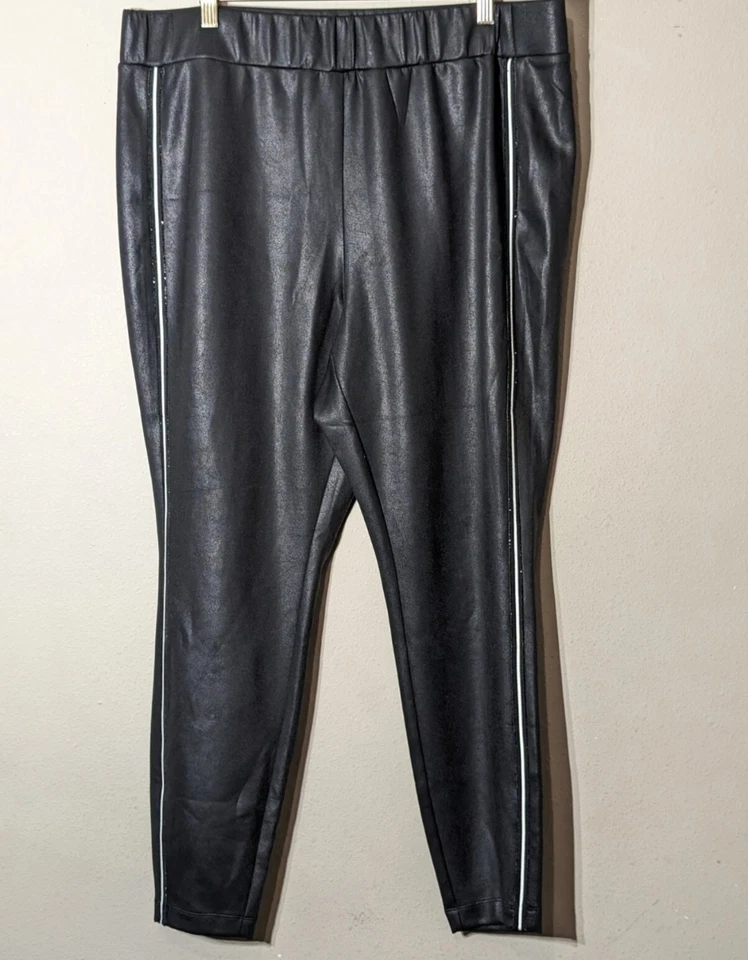 Leggings Lane Bryant elásticos negros brillantes lentejuelas acento rayas súper lindos 18/20 Foto 1 de 4