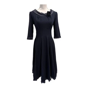 MUXXN Kleid XL 12 blau Wasserfallausschnitt Fit Flare 50er Vintage inspiriert Lagenlook Saum - Bild 1 von 21