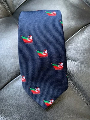 Corbata Falk's Vintage Azul con Trineo de Santa Navidad 3"x56.5” Hecha en EE. UU. Foto 1 de 4