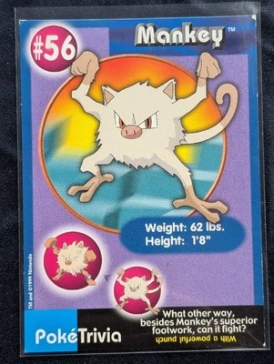 Pokemon Mankey 1999 Burger King Poketrivia (Mewtwo Strikes Back) DE COLECCIÓN MP Foto 1 de 2