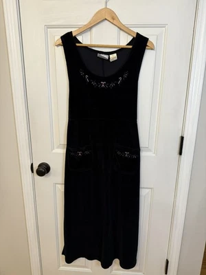 ERIKA Studio Black Velveteen Large Christmas Jumper Dress Pullover Candy Cane - Image 1 of 4