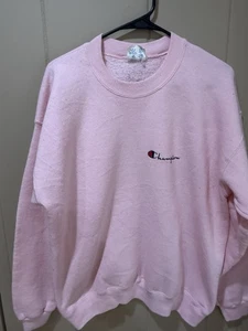 Sudadera Vintage Champion Bordada Spellout Rosa Cuello Redondo Para Hombre XL 80s - Imagen 1 de 4