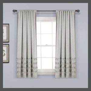 Set of 2 (63"x40") Vintage Striped Yarn Dyed Cotton Window Curtain Panels - Picture 1 of 5