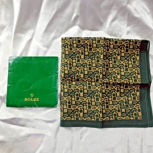Authentic ROLEX Handkerchief Scarf Logo Green Square 17.2 Inches With Package - Picture 1 of 24