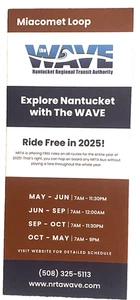Nantucket Wave NRTA 2025 Miacomet Loop Bus Fahrplan *NEU* Trifold mit Karte - Bild 1 von 3