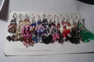 HANDMADE BEADED EARRINGS 12 pairs - Picture 1 of 1