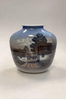 Lyngby Porcelain Vase - Village Houses No. 154/894 - Image 1 of 4