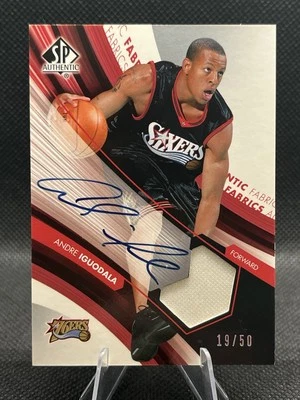 2005-06 Upper Deck SP Authentic Fabrics Andre Iguodala On Card Auto /50 76ers - Image 1 of 2