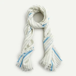 Bufanda de lana con flecos azul marfil J Crew Breezy ligera con etiquetas - Imagen 1 de 9