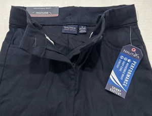 Nautica Girls School Uniform Twill Skinny Bootcut NAVY Pants Size 8 R Adjustable - Picture 1 of 18