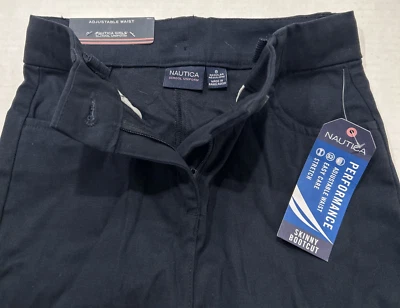 Nautica Girls School Uniform Twill Skinny Bootcut NAVY Pants Size 8 R Adjustable - Image 1 of 4