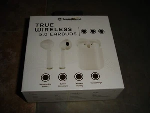 Tru Wireless 5.0 earbuds white with case Bluetooth pairing rechargeable - Picture 1 of 3