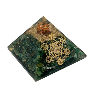 Green Aventurine Metatron Cube Orgone Pyramid Energy Healing Crystal - Picture 1 of 9