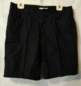 Ann Taylor Loft Women's 6 Black Cotton Bermuda Shorts Ribbed Weave 5 Pockets EUC - Picture 1 of 5