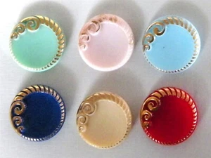 Bb SIX Color Matching Set!!!!!! Vintage GLASS BUTTONS Mediums - Picture 1 of 2