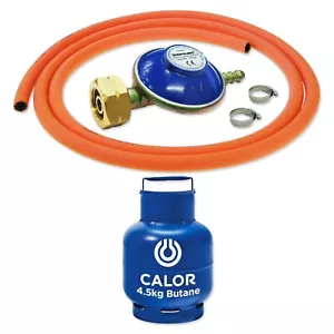 GAS BARBECUE BOTTLE REGULATOR 2m ORANGE FLEXIBLE HOSE 21mm SCREW ON 30mbar BBQ - Picture 1 of 24