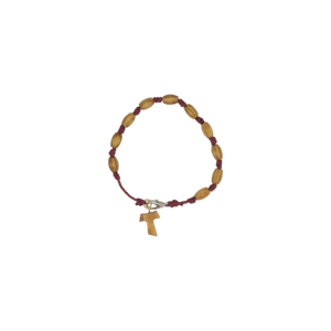 Brazalete de Oración del Rosario de Madera y Cordón con Cruz Tau NUEVO RELLENO DE MEDIAS Italia - Imagen 1 de 1
