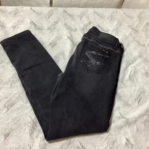 seven 7 black denim curvy skinny jeans size 8 - Picture 1 of 8