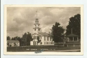 The Common Hancock NH Postcard RPPC First Congregational Church Bandstand - Picture 1 of 2