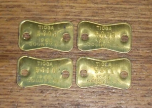 4 Vintage 1966 Sequential Tioga County Pennsylvania Brass Dog Tags - Picture 1 of 2