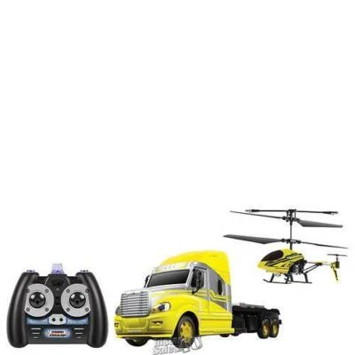 World Tech Toys-R/C Mega Hauler Truck & Helicopter Combo Pack YELLOW - Image 1 of 2