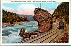 Giant Rock and Trolley Line Through Gorge Niagara New York Vintage Postcard