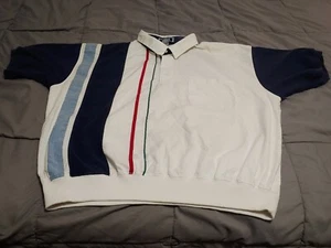 Camisa de golf Sutter & GRANT para hombre blanca azul roja a rayas manga corta 2X - Imagen 1 de 9