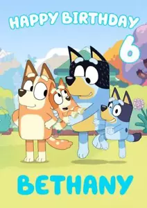 TARJETA DE FELICITACIÓN DE CUMPLEAÑOS AZUL PERSONALIZADA CUALQUIER OCASIÓN - Imagen 1 de 3