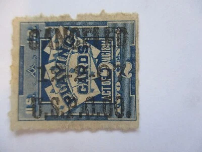 U.S.P.C. CO. Playing Card Stamp RF2 TYPE  DATED 12-2-1907  rouletted See Pic - Image 1 of 2