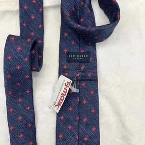 TED BAKER London Men's Silk Blend Tie Blue Floral Pattern MSRP: $89.50 - Picture 1 of 6