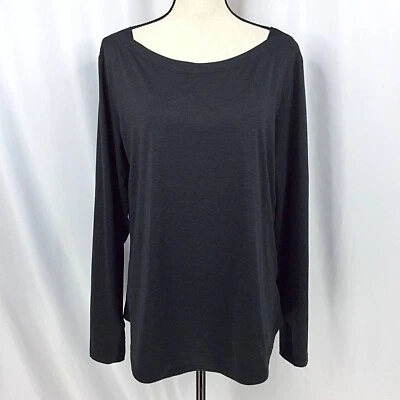 Top Columbia Omni-Wick para mujer talla XL negro gris cuello barco agujeros para los pulgares Foto 1 de 4